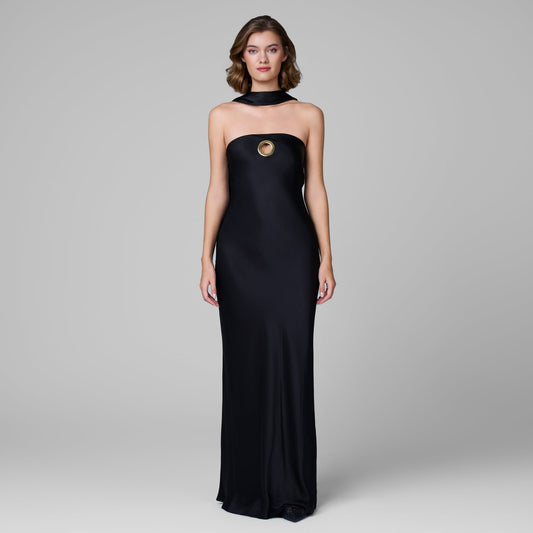 Solene Satin O-Ring Dress