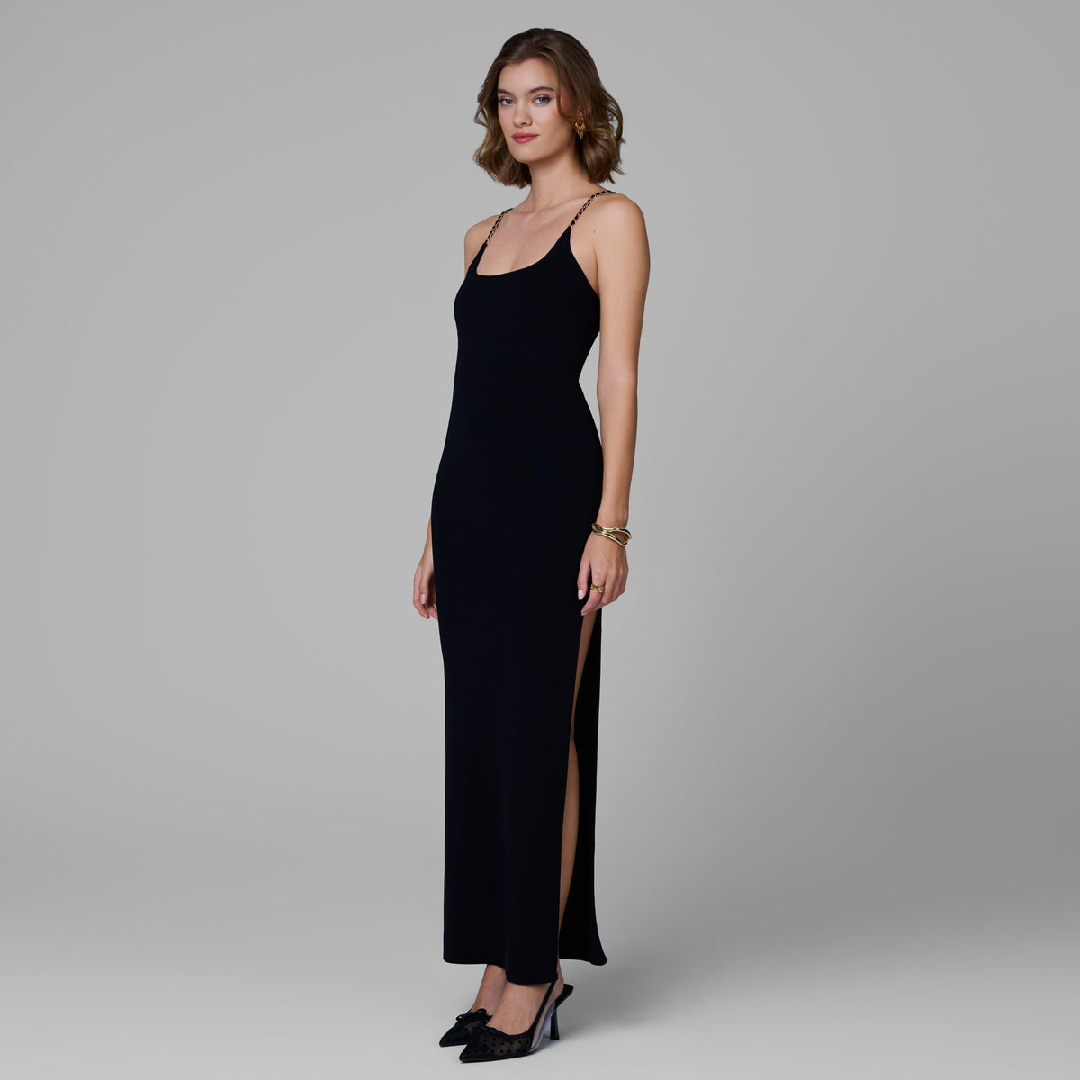Aurelia Knit Chain Dress in Black