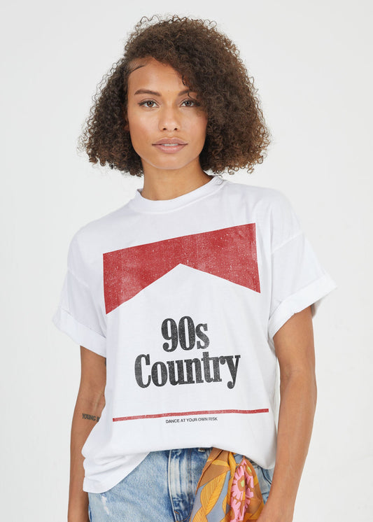 90s Country White Boyfriend Tee