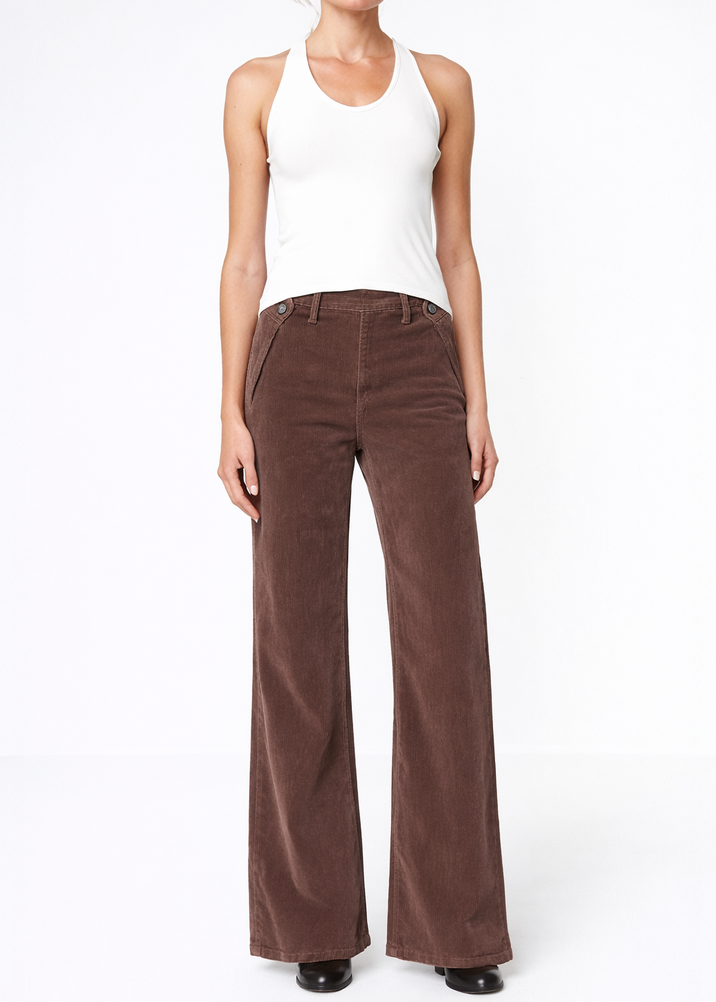 Dina High Waisted Wide Corduroy