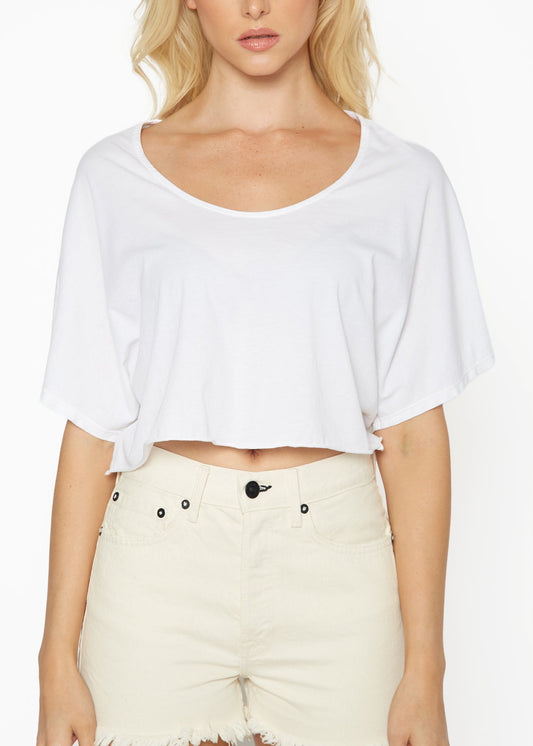 Slouch Wide Scoop Neck Cropped Tee
