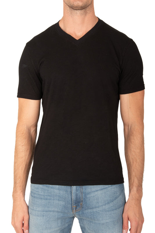MENS V NECK T- BLACK